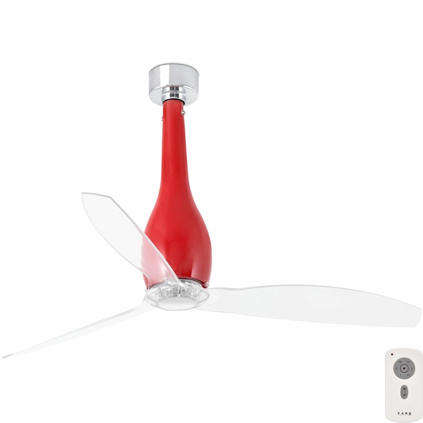 FARO 32002 - Ventoinha de teto ETERFAN vermelho/transparente + controlo remoto