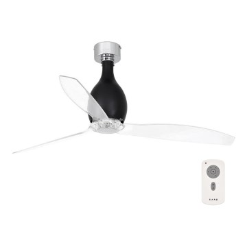 FARO 32026 - Ventoinha de teto MINI ETERFAN preto/transparente + controlo remoto