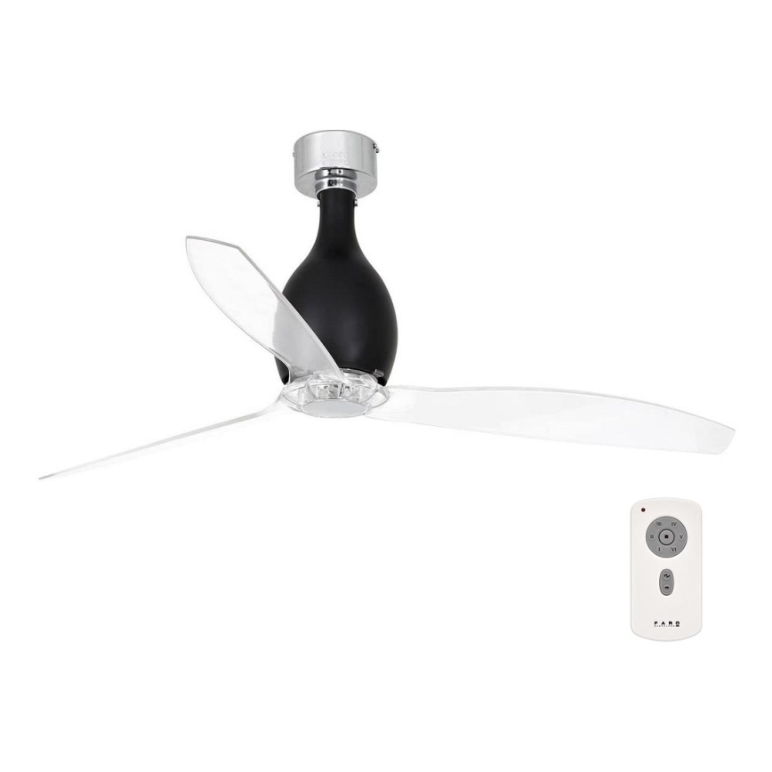 FARO 32026 - Ventoinha de teto MINI ETERFAN preto/transparente + controlo remoto