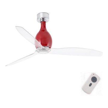 FARO 32029 - Ventoinha de teto MINI ETERFAN vermelho/transparente + controlo remoto