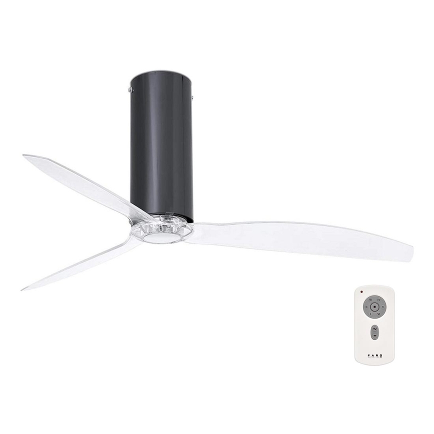FARO 32035 - Ventoinha de teto TUBE FAN preto/transparente + controlo remoto