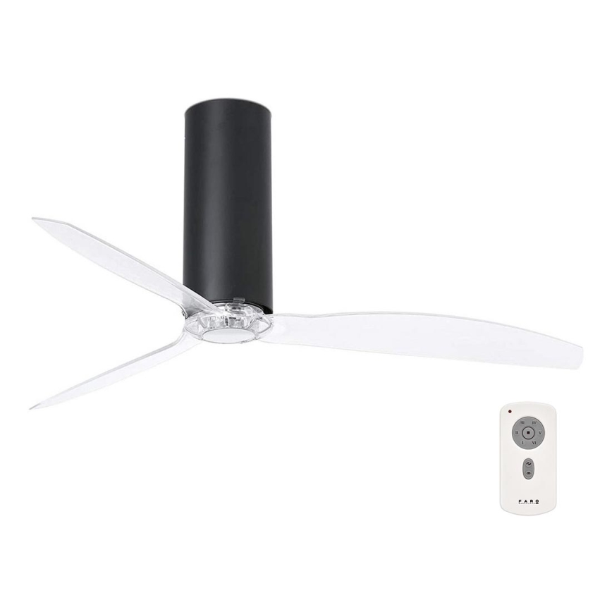 FARO 32036 - Ventoinha de teto TUBE FAN preto/transparente + controlo remoto