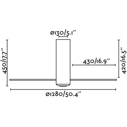 FARO 32036 - Ventoinha de teto TUBE FAN preto/transparente + controlo remoto