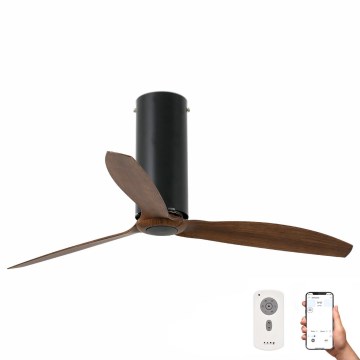 FARO 32037WP - Ventoinha de teto TUBE FAN M preto/castanho d. 128 cm SMART + comando