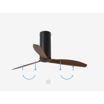 FARO 32037WP - Ventoinha de teto TUBE FAN M preto/castanho d. 128 cm SMART + comando