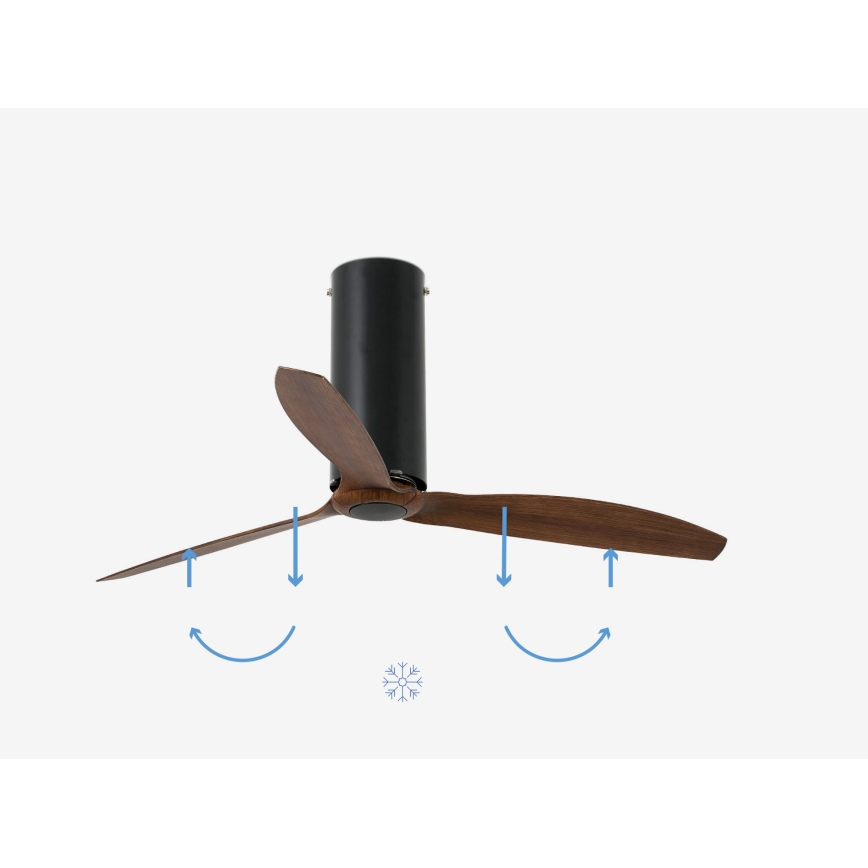 FARO 32037WP - Ventoinha de teto TUBE FAN M preto/castanho d. 128 cm SMART + comando