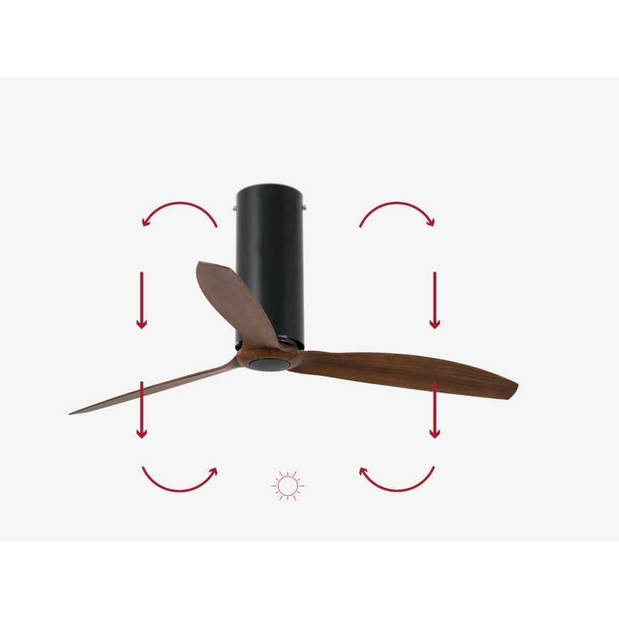 FARO 32037WP - Ventoinha de teto TUBE FAN M preto/castanho d. 128 cm SMART + comando