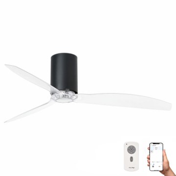 FARO 32041WP - Ventoinha de teto MINI TUBE FAN M preto/transparente diâmetro 128 cm SMART + comando