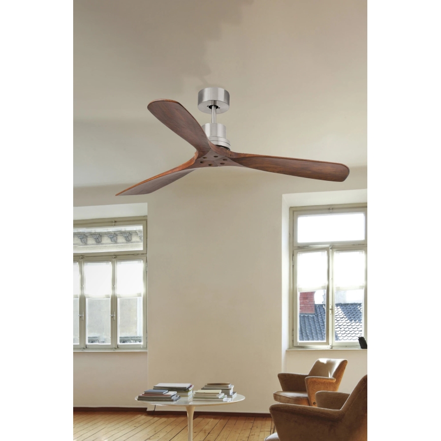 FARO 33370DC - Ventilador de teto LANTAU castanho/cromado mate diâmetro 132 cm + comando à distância