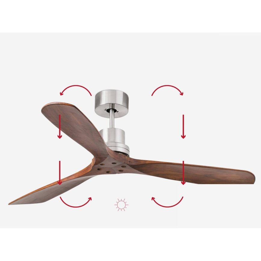 FARO 33370DC - Ventoinha de teto LANTAU castanho/cromado mate + controlo remoto