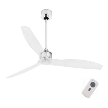 FARO 33394 - Ventoinha de teto JUST FAN cromado brilhante/transparente + comando