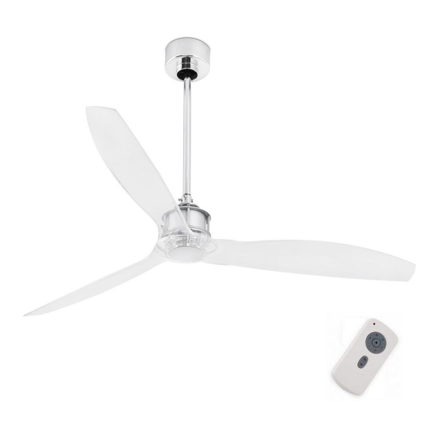 FARO 33394 - Ventoinha de teto JUST FAN cromado brilhante/transparente + comando