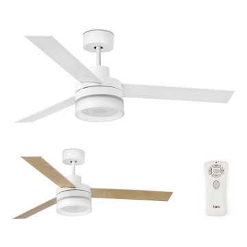 FARO 33460 - Ventoinha de teto LED com um altifalante ICE LED/15W/230V branco/castanho + controlo remoto