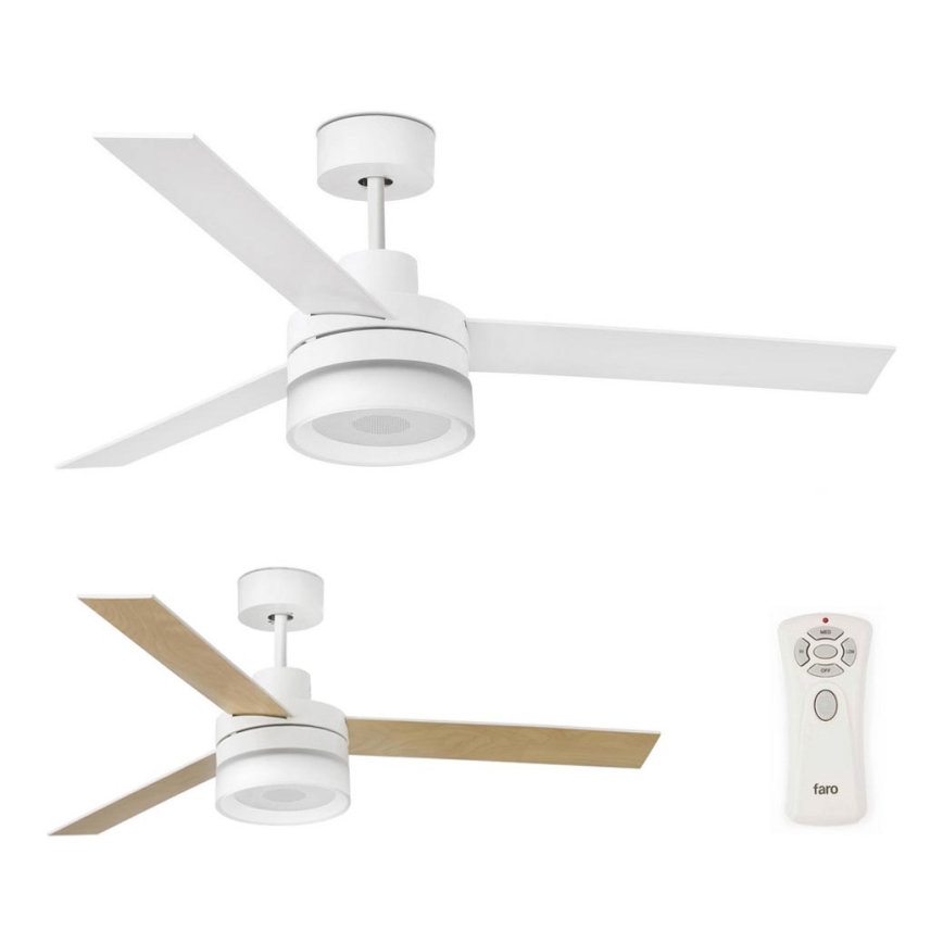 FARO 33460 - Ventoinha de teto LED com um altifalante ICE LED/15W/230V branco/castanho + controlo remoto