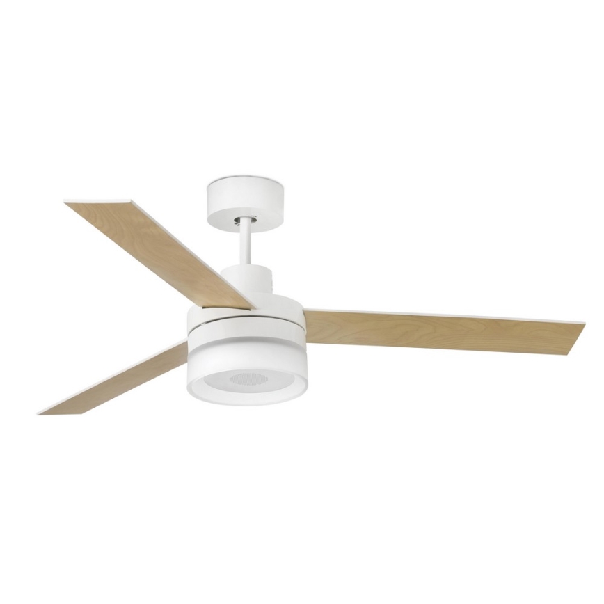 FARO 33460 - Ventoinha de teto LED com um altifalante ICE LED/15W/230V branco/castanho + controlo remoto