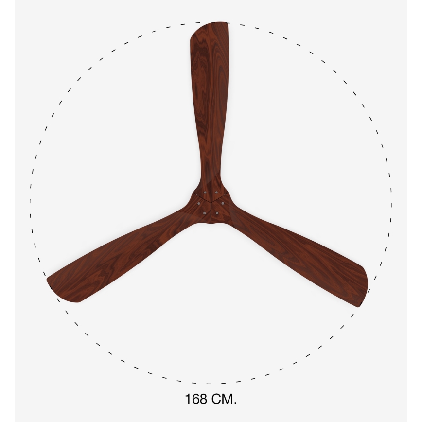 FARO 33464DC - Ventoinha de teto LANTAU XL castanho/cromado mate diâmetro 168 cm + comando