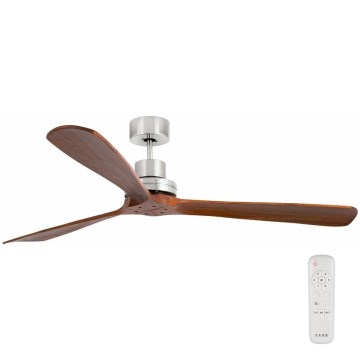 FARO 33464DC - Ventoinha de teto LANTAU XL castanho/cromado mate diâmetro 168 cm + comando