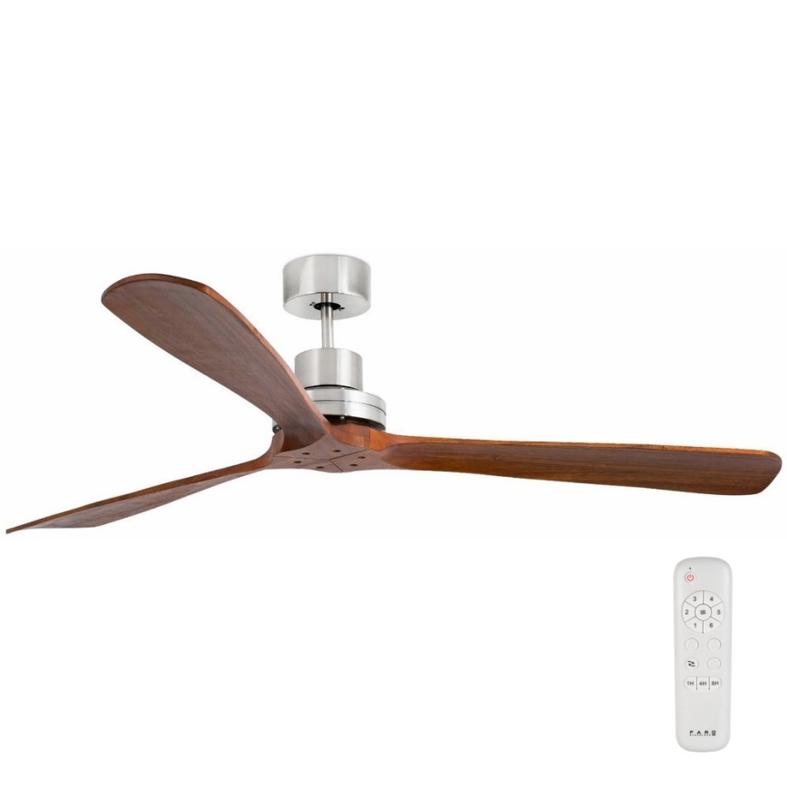 FARO 33464DC - Ventoinha de teto LANTAU XL castanho/cromado mate diâmetro 168 cm + comando