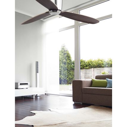 FARO 33472N - Ventoinha de teto NIAS cromado mate/castanho diâmetro 132 cm + comando