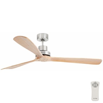 FARO 33504DC - Ventoinha de teto LANTAU XL madeira/cromado mate diâmetro 168 cm + comando