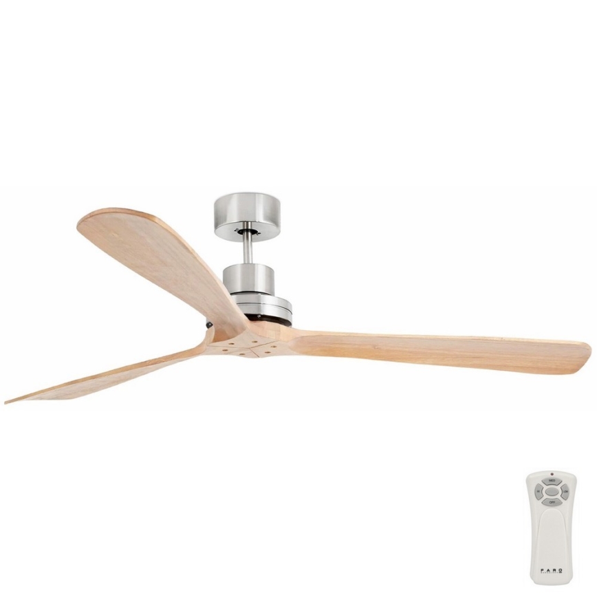 FARO 33504DC - Ventoinha de teto LANTAU XL madeira/cromado mate diâmetro 168 cm + comando