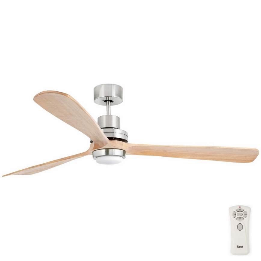 FARO 33505DC - Ventoinha de teto LED LANTAU XL LED/15W/230V madeira/cromado mate diâmetro 168 cm + comando