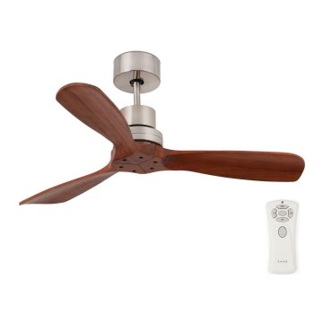 FARO 33508DC - Ventoinha de teto MINI LANTAU cromado mate/castanho diâmetro 108 cm + comando