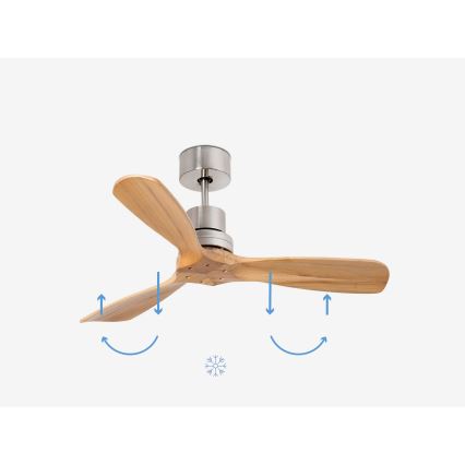 FARO 33509DC - Ventoinha de teto MINI LANTAU cromado mate/madeira diâmetro 107 cm + comando