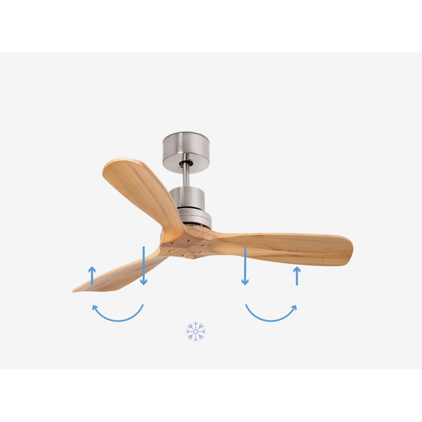 FARO 33509DC - Ventoinha de teto MINI LANTAU cromado mate/madeira diâmetro 107 cm + comando