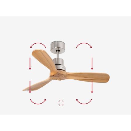FARO 33509DC - Ventoinha de teto MINI LANTAU cromado mate/madeira diâmetro 107 cm + comando