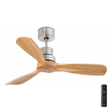 FARO 33509DC - Ventoinha de teto MINI LANTAU cromado mate/madeira diâmetro 107 cm + comando