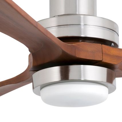 FARO 33518DC - Ventoinha de teto LED LANTAU LED/15W/230V cromado mate/madeira + comando