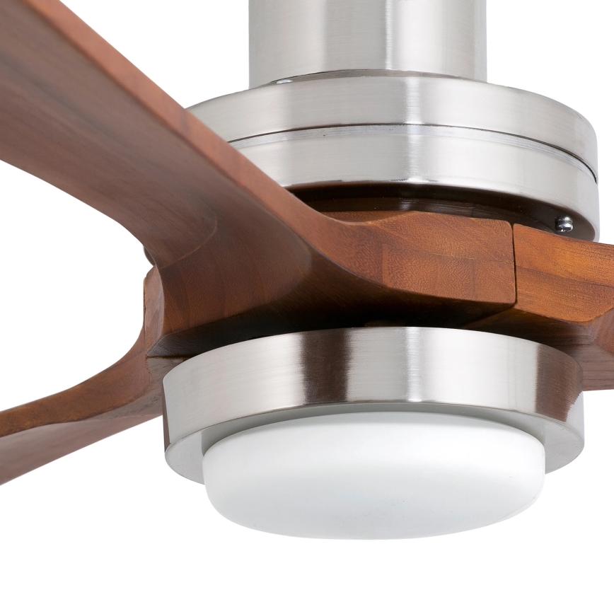 FARO 33518DC - Ventoinha de teto LED LANTAU LED/15W/230V cromado mate/madeira + comando