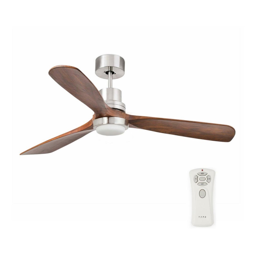 FARO 33518DC - Ventoinha de teto LED LANTAU LED/15W/230V cromado mate/madeira + comando