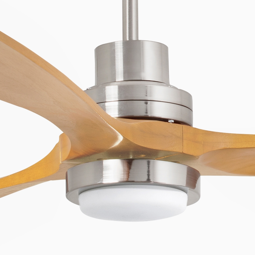 FARO 33560DC - Ventoinha de teto LED LANTAU LED/15W/230V madeira/cromado + controlo remoto