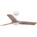 FARO 33805WT-1TW - Ventilador de teto LED regulável HEYWOOD S LED/10W/230V 2700/4000/6000K madeira/branco Ø 90 cm Wi-Fi Tuya + controlo remoto