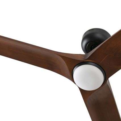 FARO 33806WT-1TW - Ventilador de teto LED regulável HEYWOOD S LED/10W/230V 2700/4000/6000K madeira/preto Ø 90 cm Wi-Fi Tuya + controlo remoto