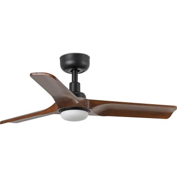 FARO 33806WT-1TW - Ventoinha de teto LED com regulação HEYWOOD S LED/10W/230V 2700/4000/6000K madeira/preto diâmetro 90 cm Wi-Fi Tuya + comando