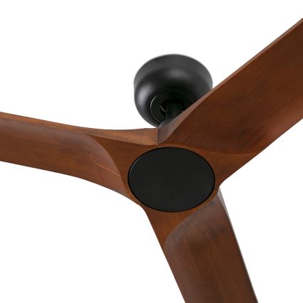 FARO 33806WT - Ventilador de teto HEYWOOD S madeira/preto Ø 90 cm Wi-Fi Tuya + controlo remoto