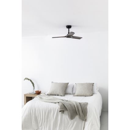 FARO 33806WT - Ventoinha de teto HEYWOOD S madeira/preto diâmetro 90 cm Wi-Fi Tuya + comando