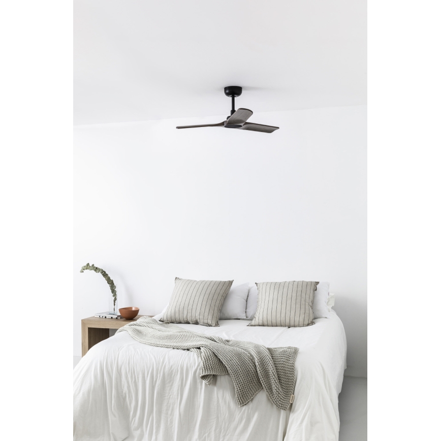 FARO 33806WT - Ventoinha de teto HEYWOOD S madeira/preto diâmetro 90 cm Wi-Fi Tuya + comando