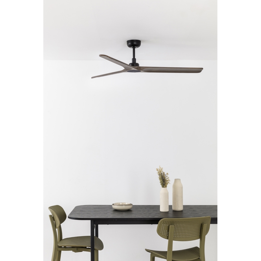 FARO 33809WT - Ventoinha de teto HEYWOOD L madeira/preto diâmetro 132 cm Wi-Fi Tuya + comando