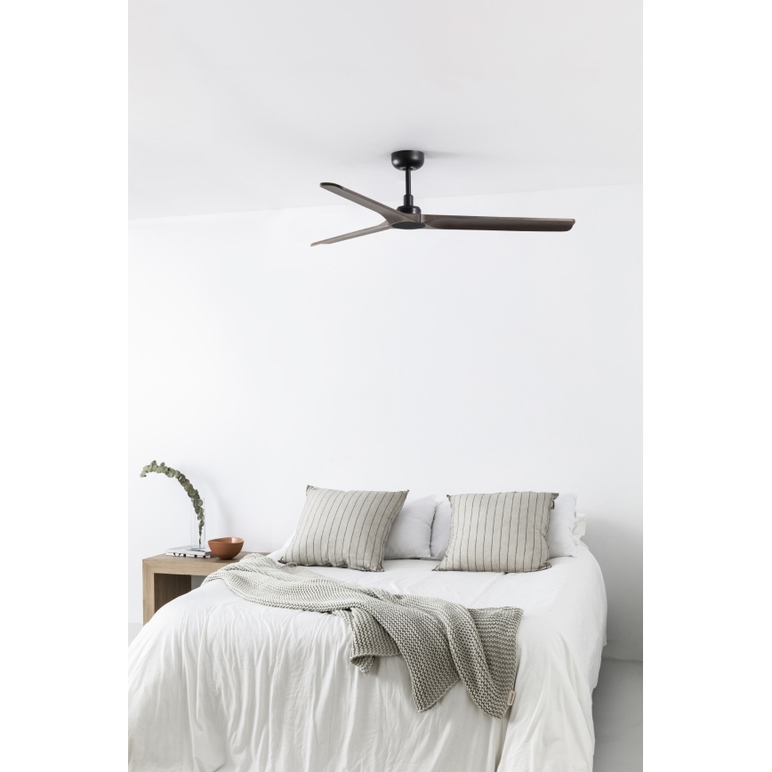 FARO 33809WT - Ventoinha de teto HEYWOOD L madeira/preto diâmetro 132 cm Wi-Fi Tuya + comando