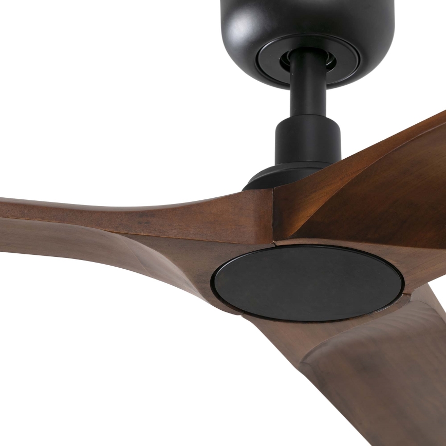 FARO 33809WT - Ventoinha de teto HEYWOOD L madeira/preto diâmetro 132 cm Wi-Fi Tuya + comando