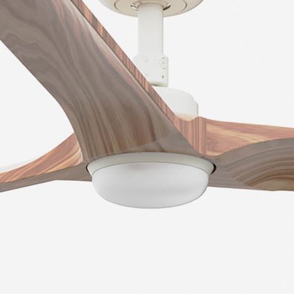 FARO 33810-1TW - Ventoinha de teto LED com regulação HEYWOOD L LED/10W/230V 2700/4000/6000K madeira/branco diâmetro 132 cm + comando