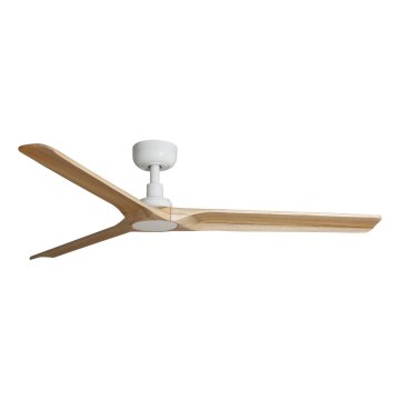 FARO 33810WT - Ventoinha de teto HEYWOOD L madeira/branco diâmetro 132 cm Wi-Fi Tuya + comando