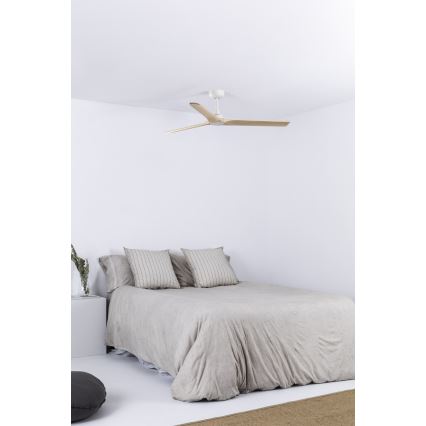 FARO 33810WT - Ventoinha de teto HEYWOOD L madeira/branco diâmetro 132 cm Wi-Fi Tuya + comando