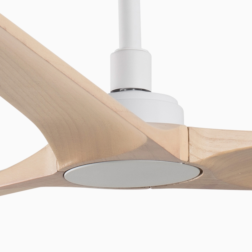 FARO 33810WT - Ventoinha de teto HEYWOOD L madeira/branco diâmetro 132 cm Wi-Fi Tuya + comando