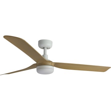FARO 33816WT-20 - Ventoinha de teto LED com regulação PUNT M LED/18W/230V castanho/branco diâmetro 132 cm Wi-Fi Tuya + comando