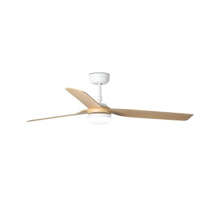 FARO 33816WT-20 - Ventoinha de teto LED com regulação PUNT M LED/18W/230V castanho/branco diâmetro 132 cm Wi-Fi Tuya + comando